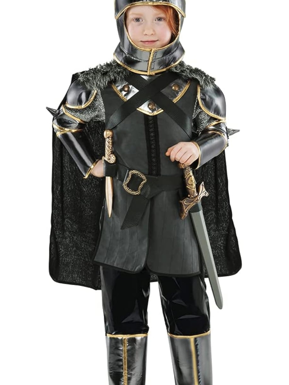 Black Knight Child Costume with Gold Trim